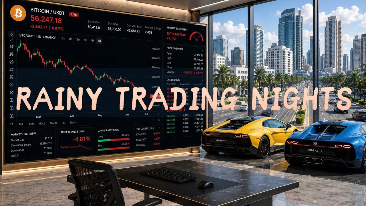 Ainy Night Trading Ambience 🌧️📈 | Deep Work, Trading Research & Relaxing Sleep Music (20 Minutes)
