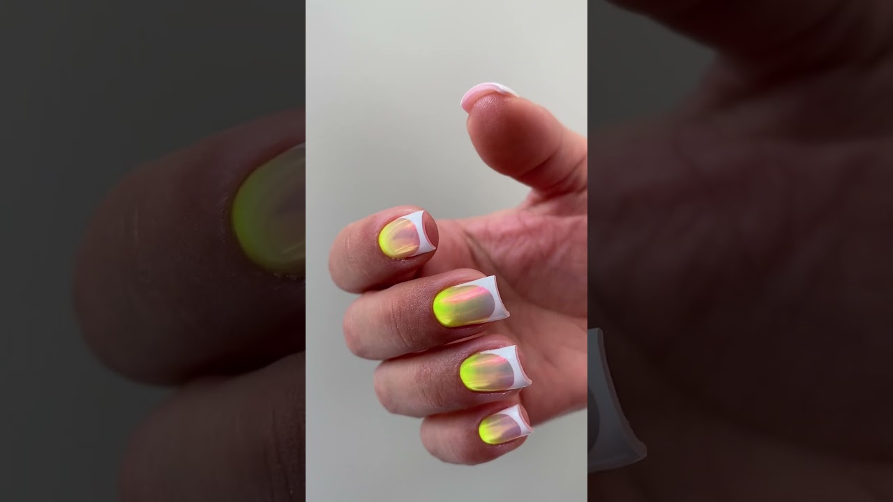 Neon French 💛✨ #frenchnail #nailsart #nails