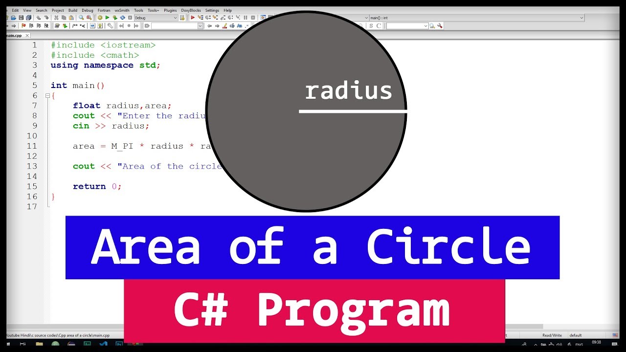 C# Program to Find the area of a Circle using Radius ( User Input )