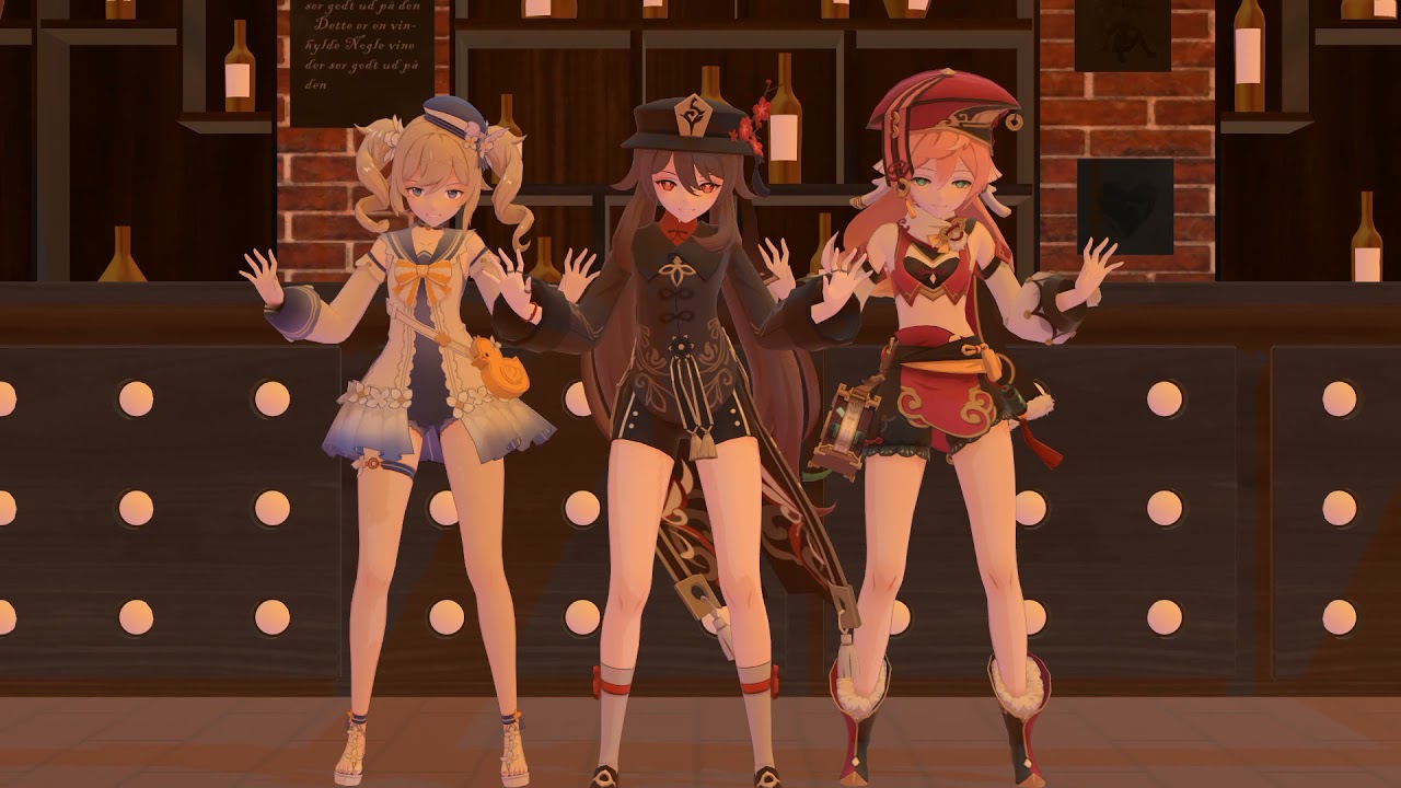 【 MMD Hu Tao, Yanfei and Barbara Whistle dl 】