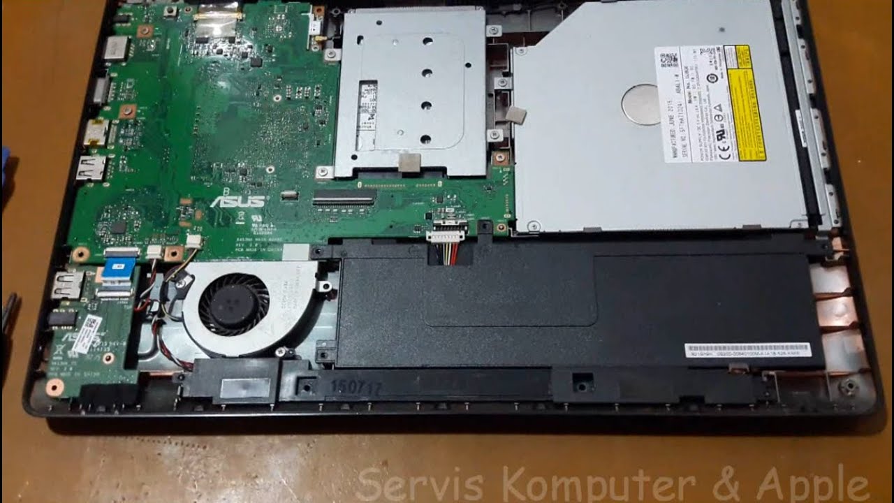 ASUS X453MA-WX217D Tutorial Bongkar Pasang (disassembly) Battery, DVD-RW, HDD
