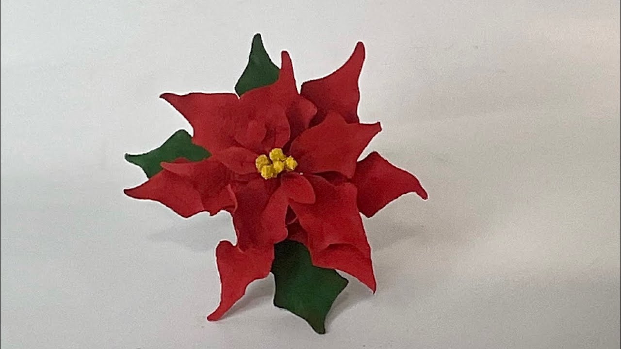 Como hacer una flor de nochebuena o  pascua en pasta de goma