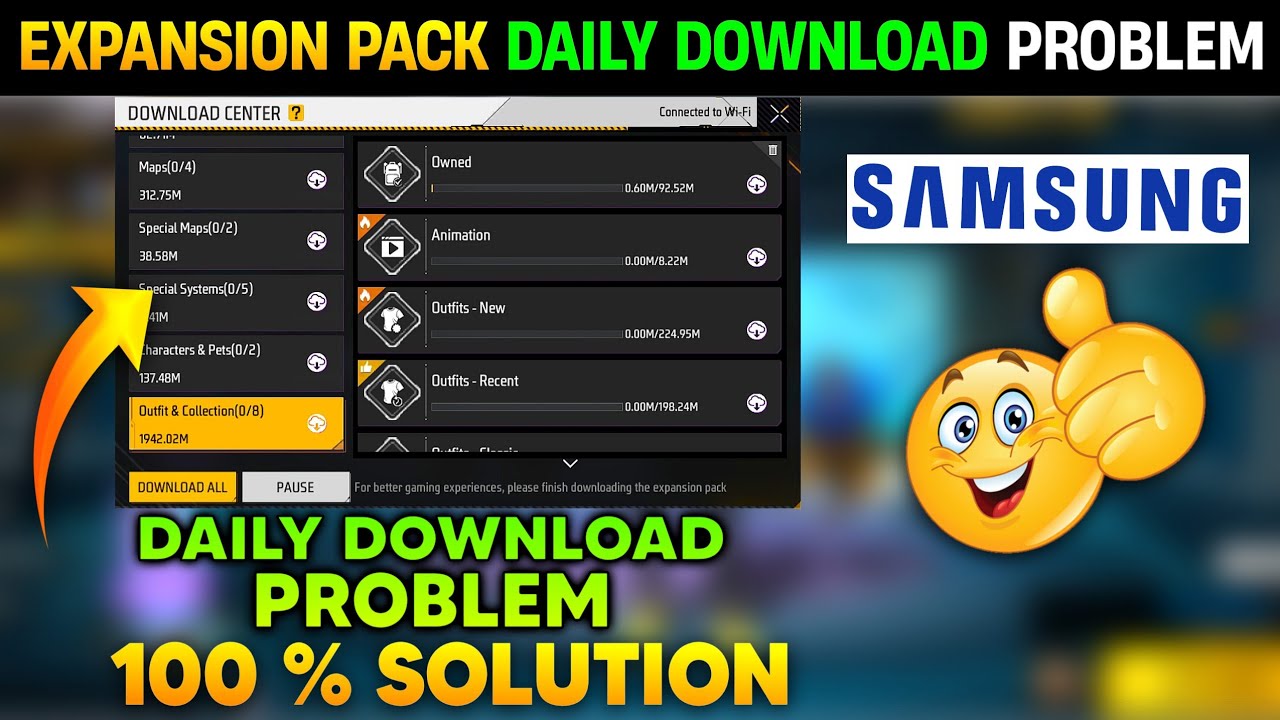 FREE FIRE DAILY EXPANSION PACK DOWNLOAD PROBLEM IN SAMSUNG | FREE FIRE EXPANSION PACK PROBLEM SOLVE