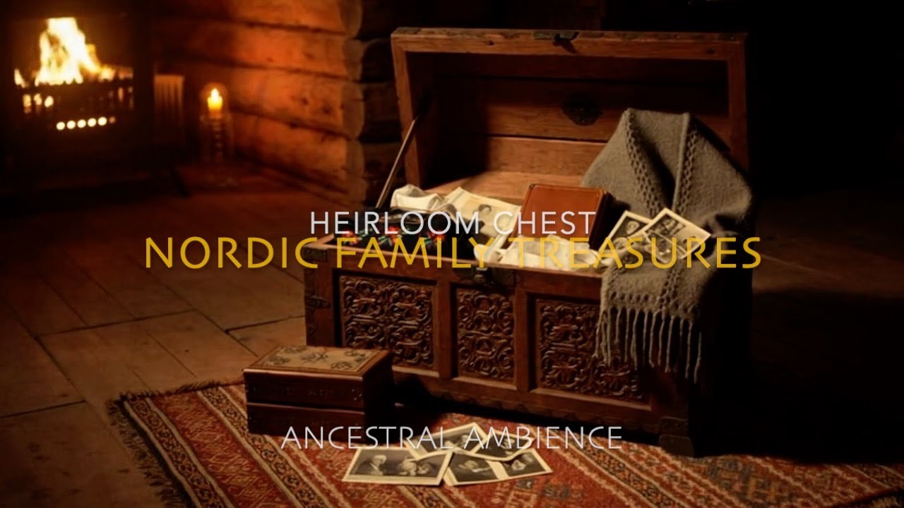 Ancestral Keepsakes in Warm Firelight – Norwegian Heirloom Chest Ambience