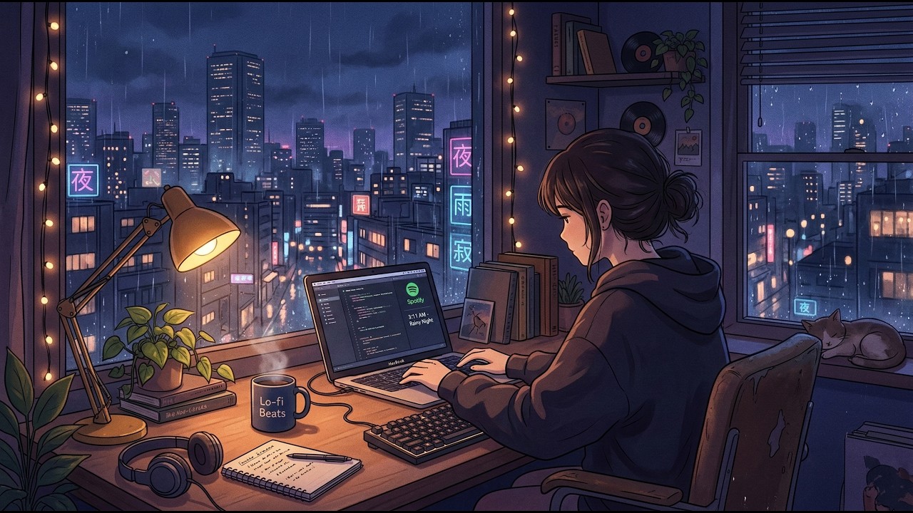 3AM — Still Working 🌧️ | Deep Focus Lo-fi Study Music for Late Night Productivity (2 Hours)