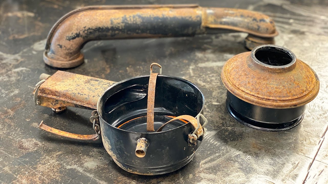 Oil Bath Filter Restoration, DIRT and Grease, Vapor Blasting Rusty Parts | 1962 VW Bus Resurrection