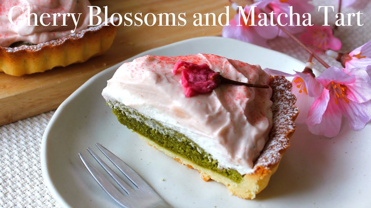 桜と抹茶のタルト🌸【春スイーツ】cherry blossoms and matcha tart