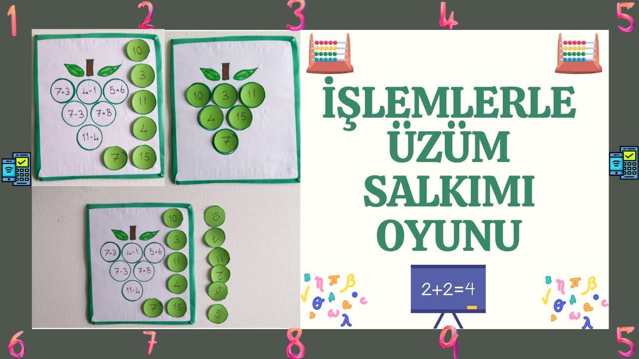 işlemlerle üzüm salkımı oyunu / okul öncesi matematik etkinlikleri / çıkarma ve toplama işlemi