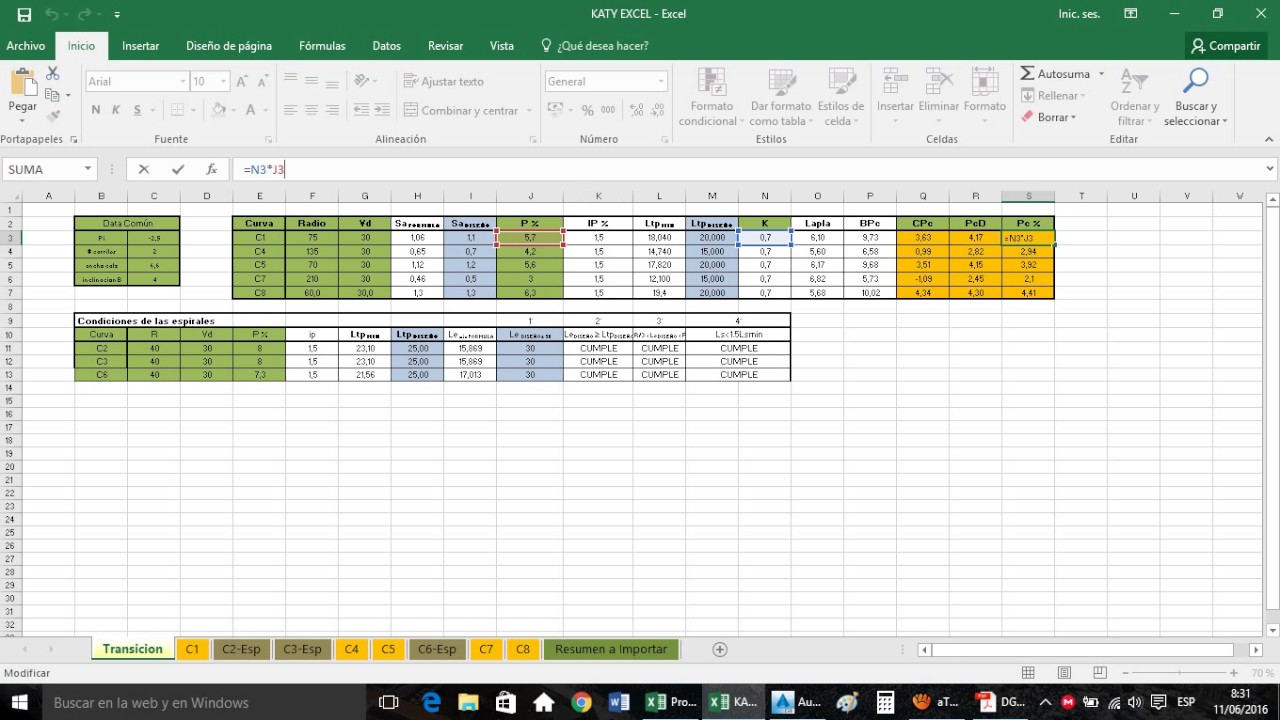 TUTORIAL / Video 8 - Ingresar Peraltes a SUPERELEVATION con excel - BIEN DIDACTICO.