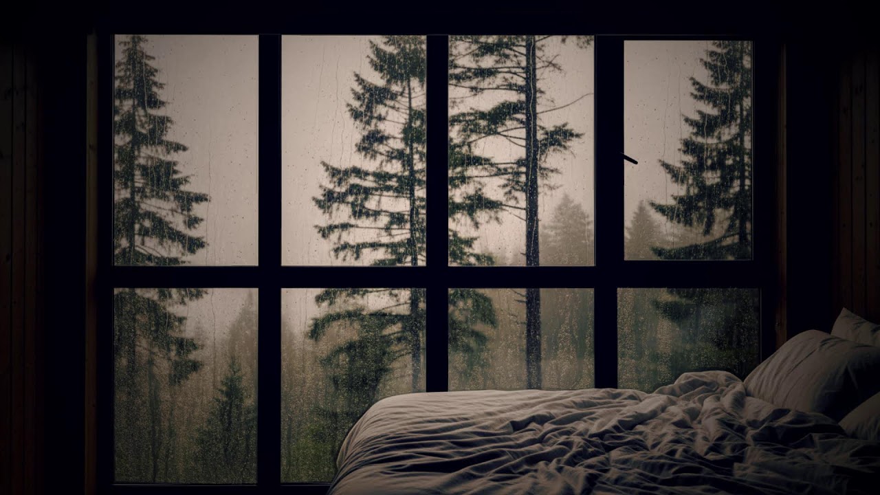 Rain on Window and Soft Cabin Ambience 🌧️ Relaxation, Sleep, and Mindful Calm