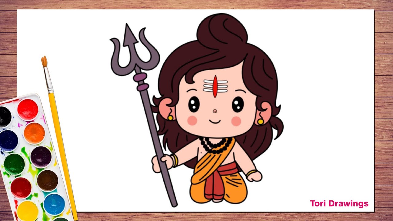 How to Draw Cute Lord Shiv 🕉️ Easy | Cute Baby Lord Shiv Drawing | Draw Baby Mahadev Step by Step