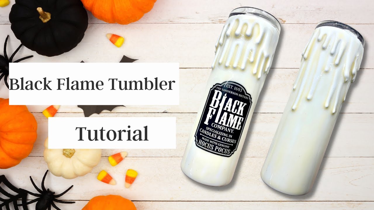 Black Flame Candle Tumbler Tutorial| Hot Glue Drips