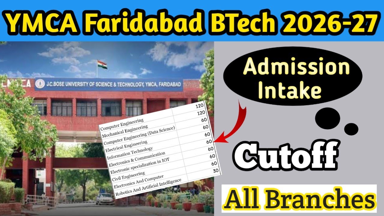 YMCA Faridabad BTech admission 2026-27 | branch Wise Cutoff | admission process Haryana top college