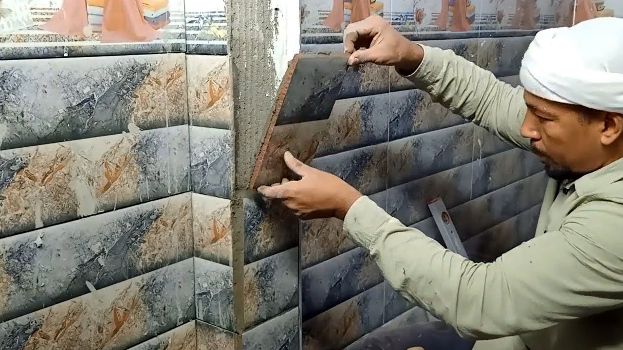 ابو حمودي وتركيب سيراميك الجدار بالاسمنت على المحارة #ابوحمودي