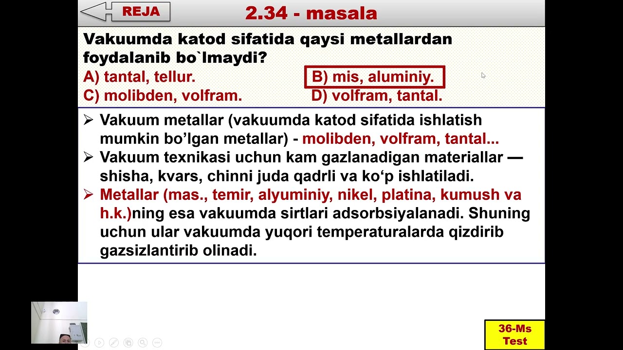 37  Gazlarda va vakuumda elektr toki 2025 26 masala yechish
