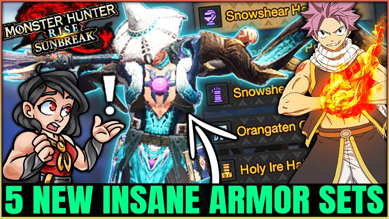 5 RIDICULOUS New Layered Armor Sets - EVIL GOD & Natsu - Monster Hunter Rise Sunbreak! (Fashion)