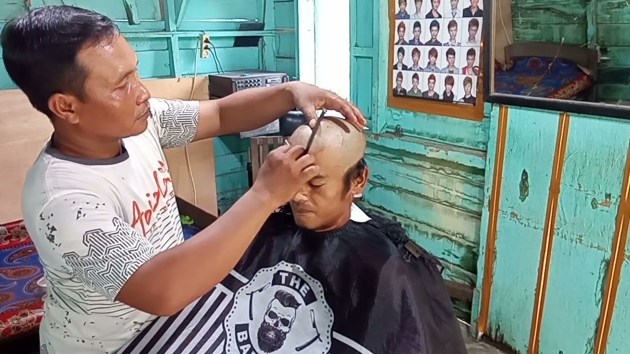 Tutorial cukur botak licin,dengan razor,✂️💈🇮🇩
