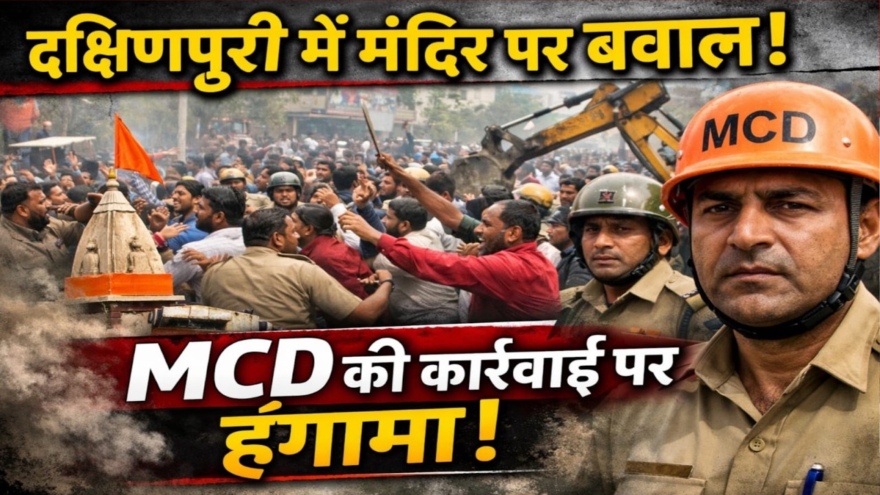 दिल्ली: दक्षिणपुरी में मंदिर का काम रुकवाने पहुंची MCD तो हुआ हंगामा ! #DakshinPuri