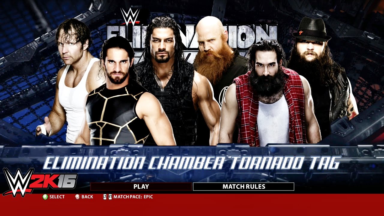The Shield vs The Wyatt Family Elimination Chamber WWE 2k16 Gameplay 720p [Xbox 360/PS3]