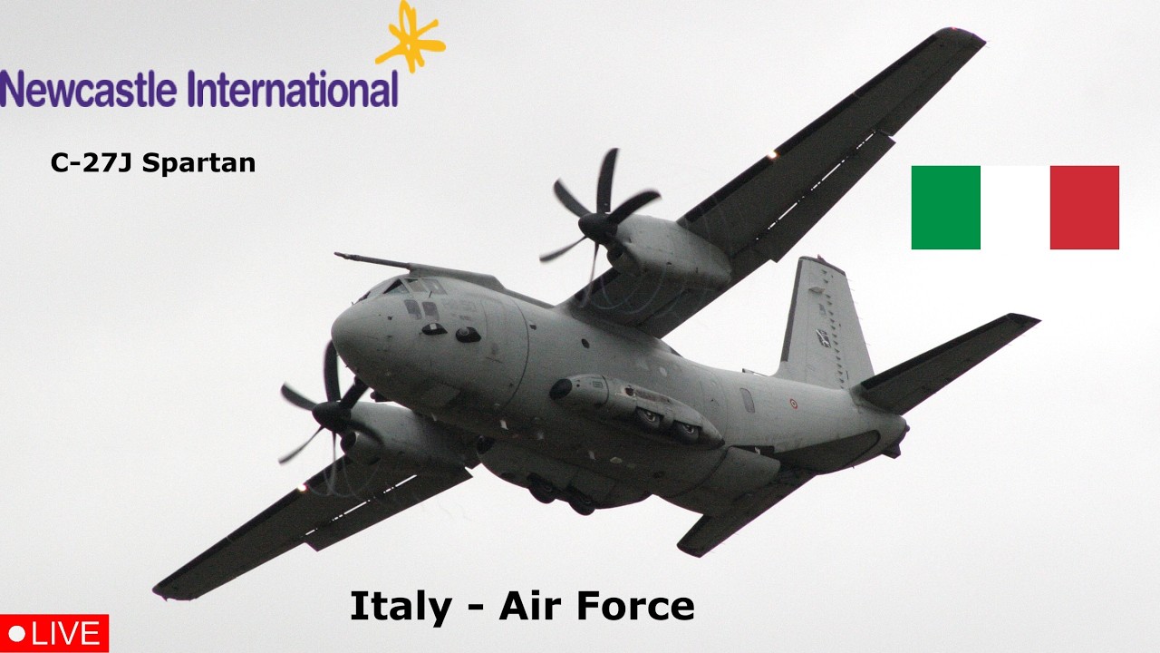 🔴LIVE Italy Air Force C-27J landing at Newcastle International Airport 23rd of February 2026