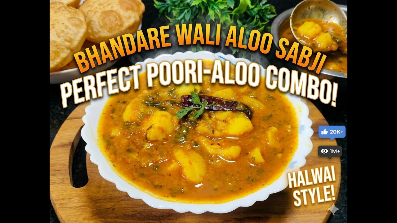 Bhandare Wali Aloo ki Sabji | Perfect Dhaba Style Aloo-Poori combo curry recipe