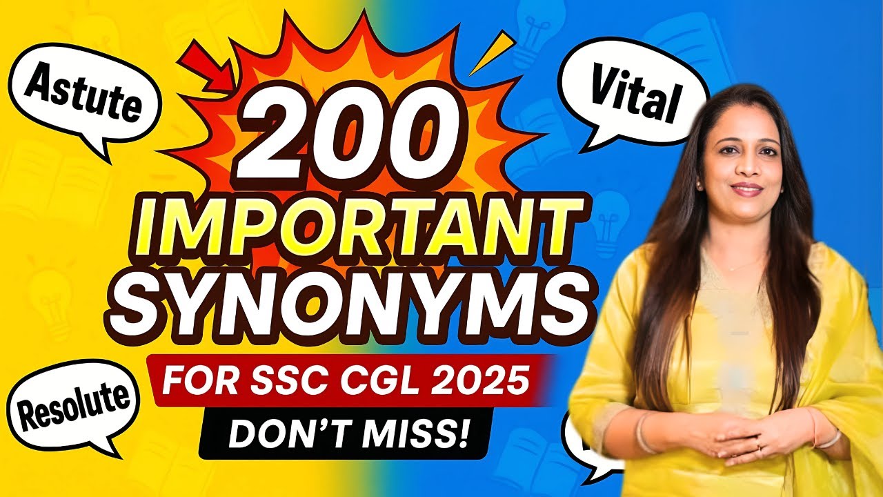 200 Important Synonyms For SSC CGL 2025 Exam | Vocabulary  English With Rani Ma'am