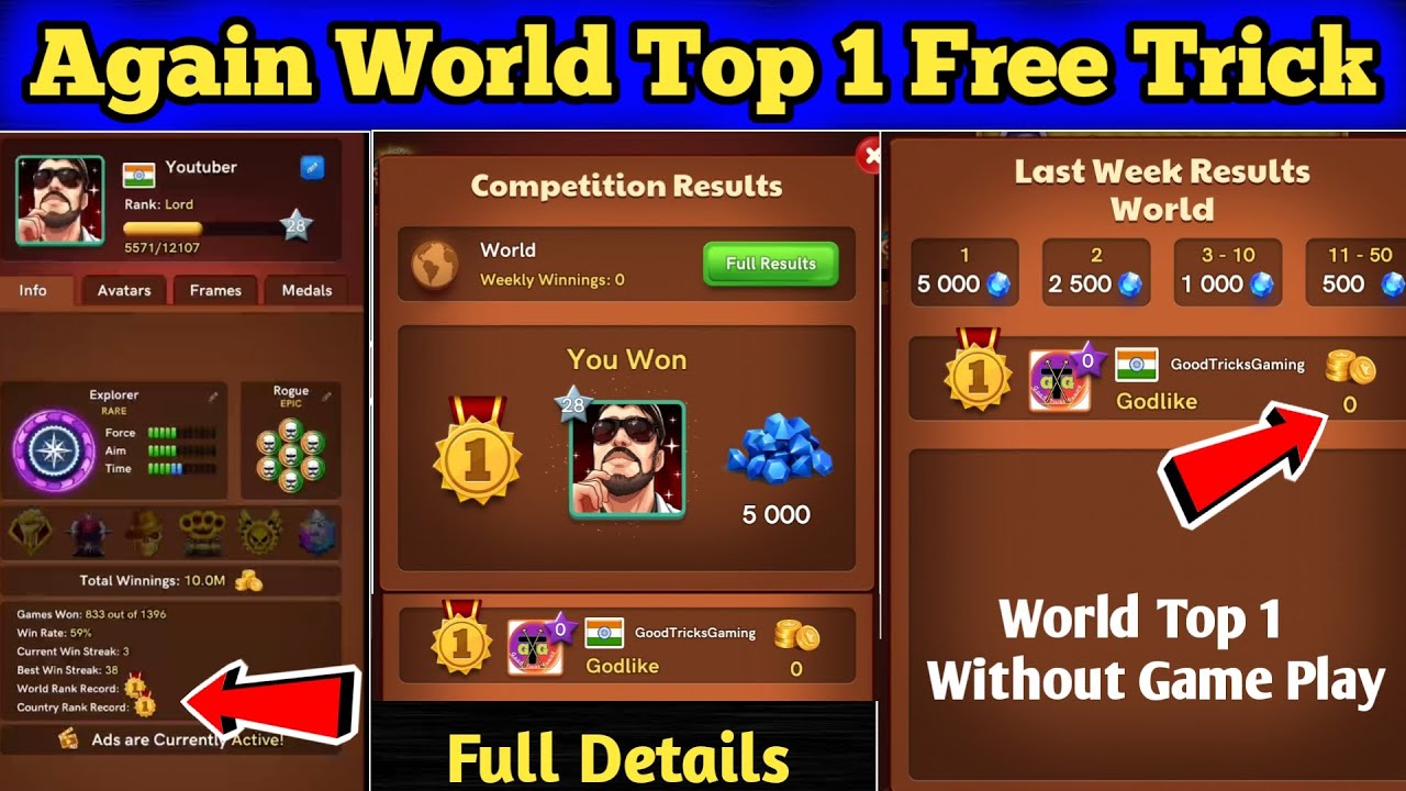 World Top Rank 1 😱 World Top 1 Free Trick 😱 Country Rank 1 Without Game Play Full Details 🔥