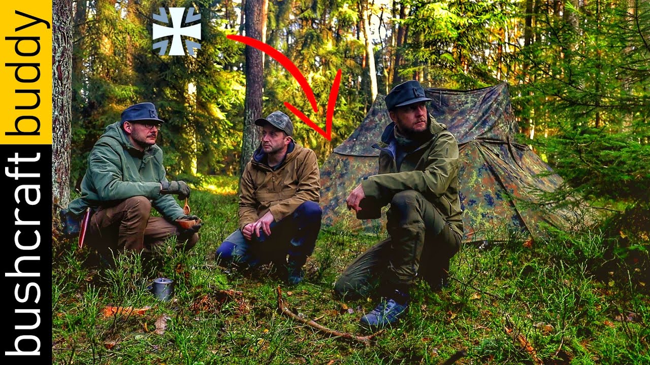 6 Person Bundeswehr Canvas Shelter | Fresnel Fire Making Technique | Rainy Autumn Bushcraft