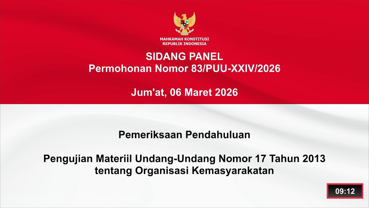 Sidang Perkara Nomor 83/PUU-XXIV/2026. Jum'at, 6 Maret 2026.