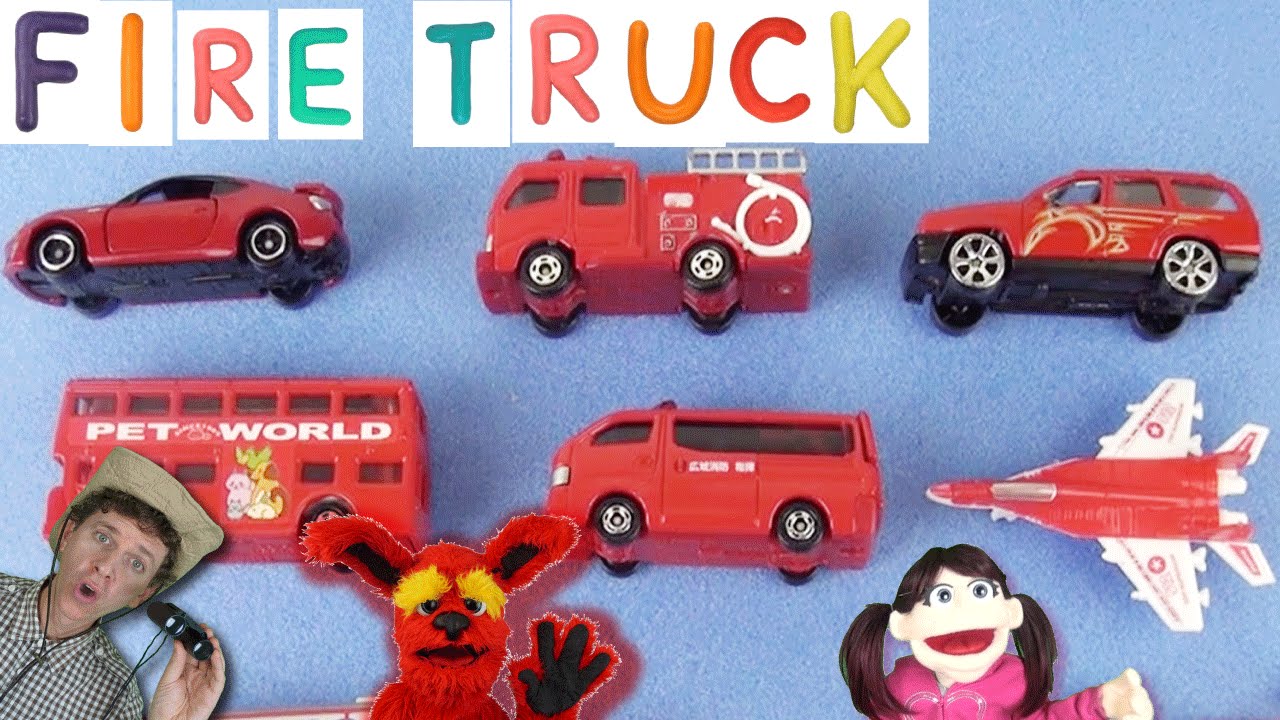 Learning Red Color with Cars, Trucks |  FIRE TRUCK First Words #10 | Learn English, Matt VS Truck