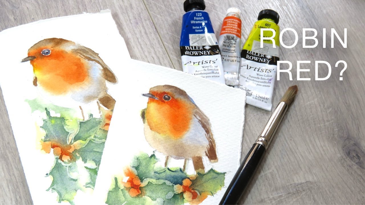 A cheeky watercolour Robin using yellow!