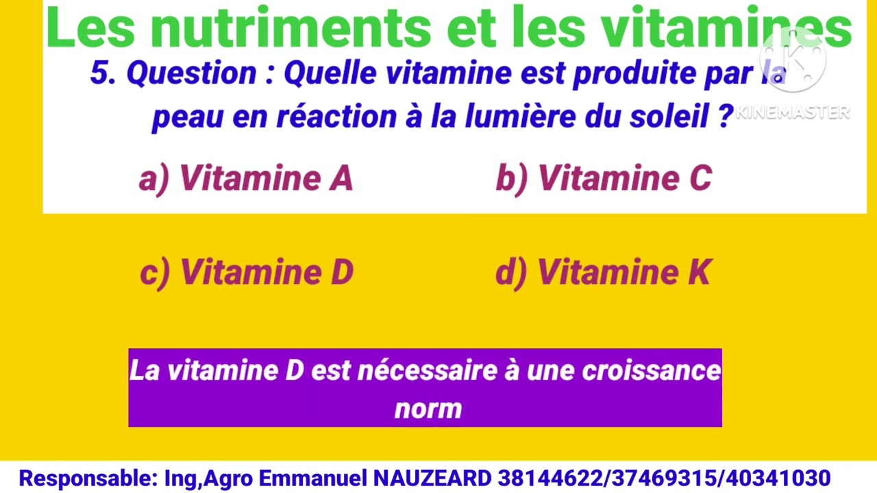 Biologie : SMP-SES-SVT: Questions cours : Les nutriments et les vitamines mete bagay nan tèt ou 💯