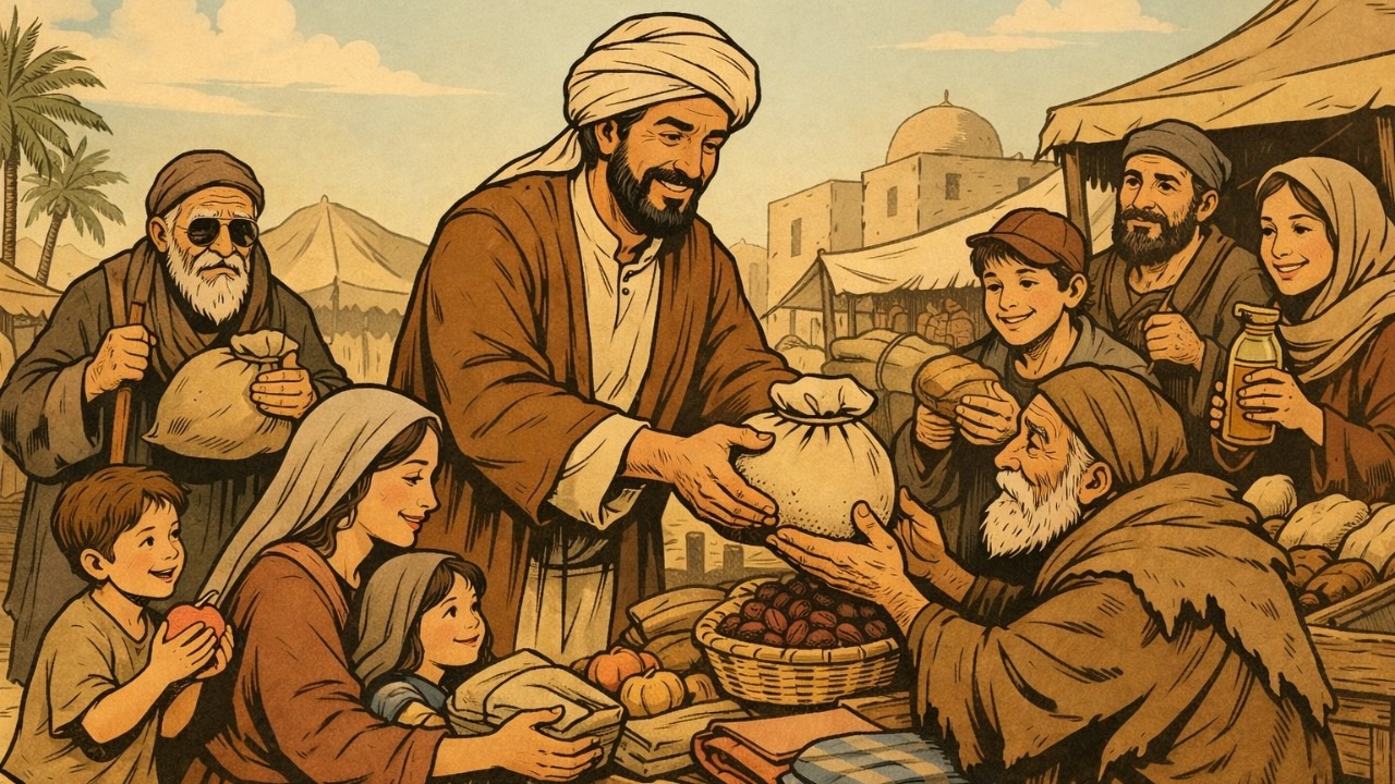 التاجر الذي قرر توزيع كل بضاعته مجانًا  علي الفقراء قبل رمضان… وما حدث قلب القلوب