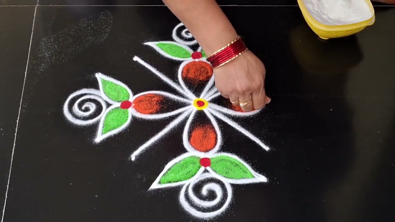 Daily muggulu //simple side border rangoli design//simple kolam 