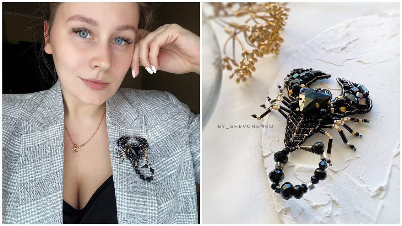 МК Брошь скорпион из бисера, подвижный хвост и лапки \ DIY brooch scorpion /