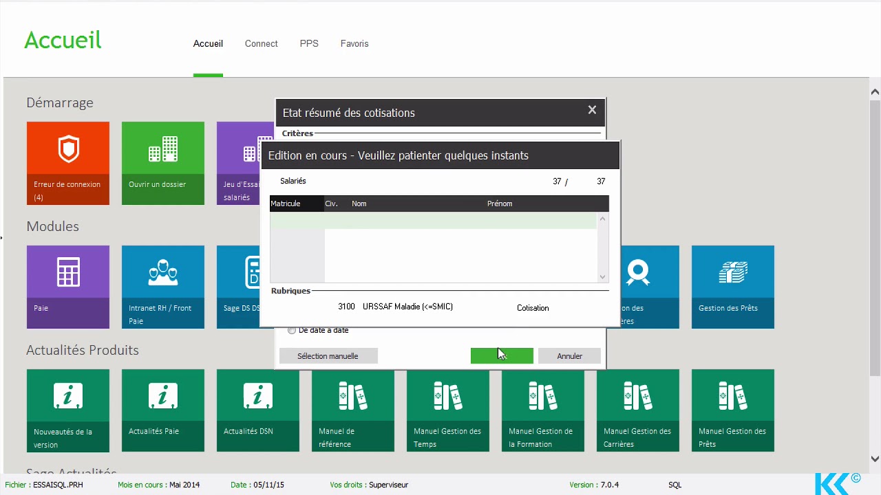 Tuto Sage Paie - Etat resume des cotisations
