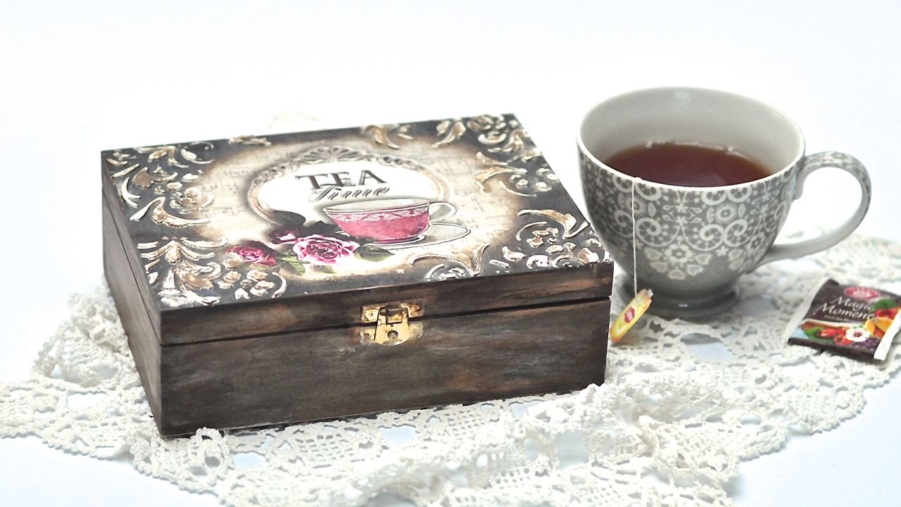 Pudełko na herbatę decoupage DIY tutorial