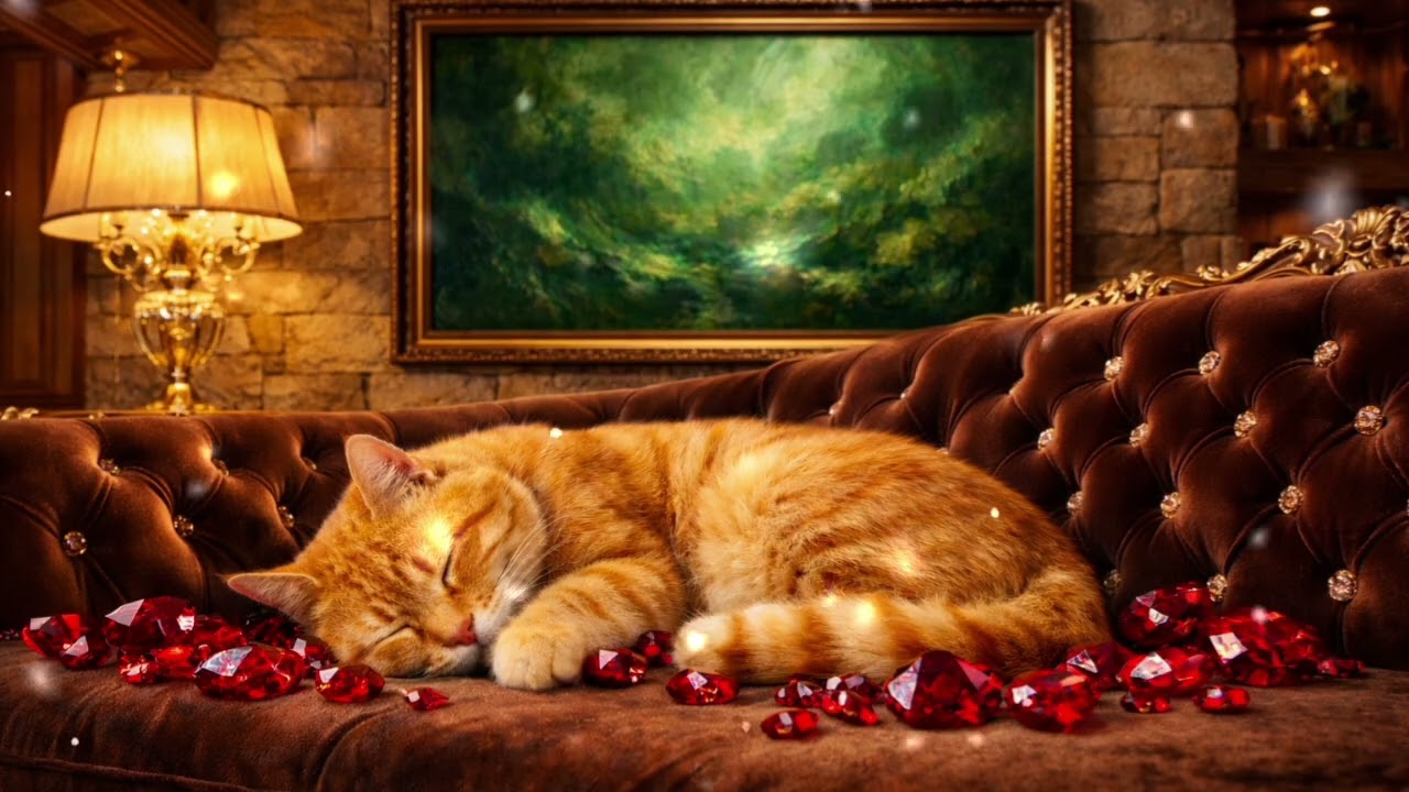 Orange Cat Relaxing to 528 Hz