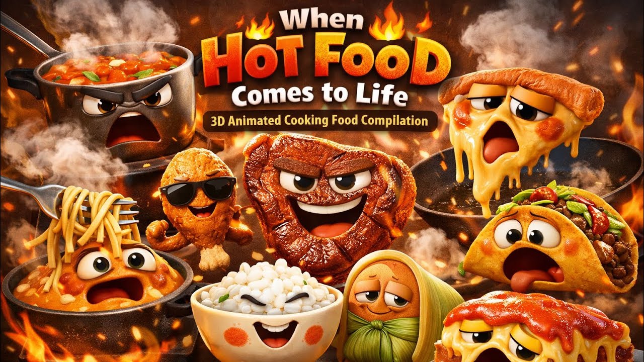 “When Hot Food Comes to Life 🔥🍕 | 3D Animated Cooking Food Compilation” 