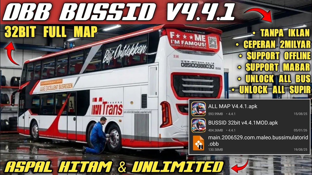APK OBB BUSSID V4.4.1 32BIT | CEPERAN 2MILYAR & NO IKLAN | ASPAL HITAM