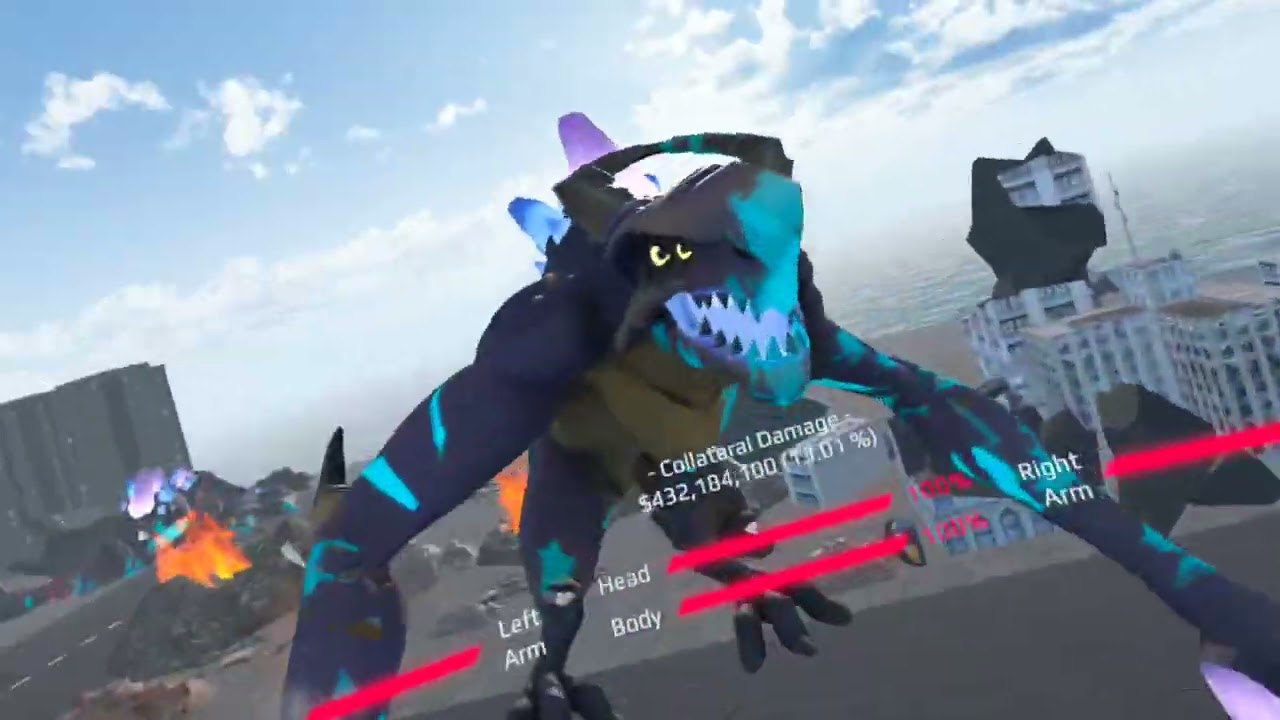 Playing Kaiju battle simulator in Vr