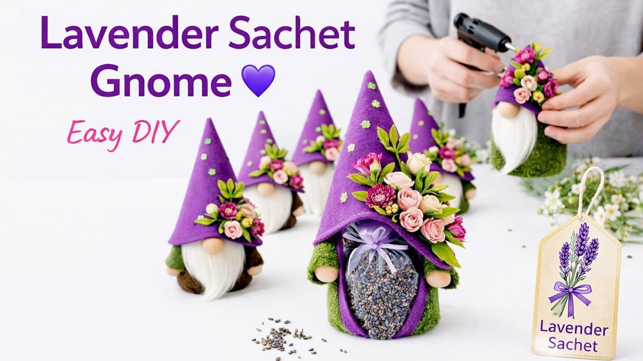Lavender Gnome. Making a gnome without a sewing machine! Lavender sachet
