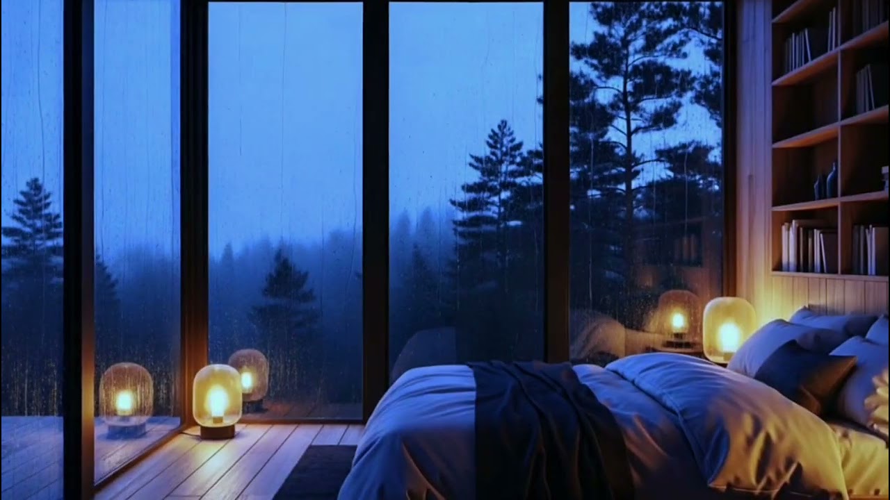 🌙 NO ADS Rain on Window in a Cozy Cabin | Calm Rain Sounds for Sleeping