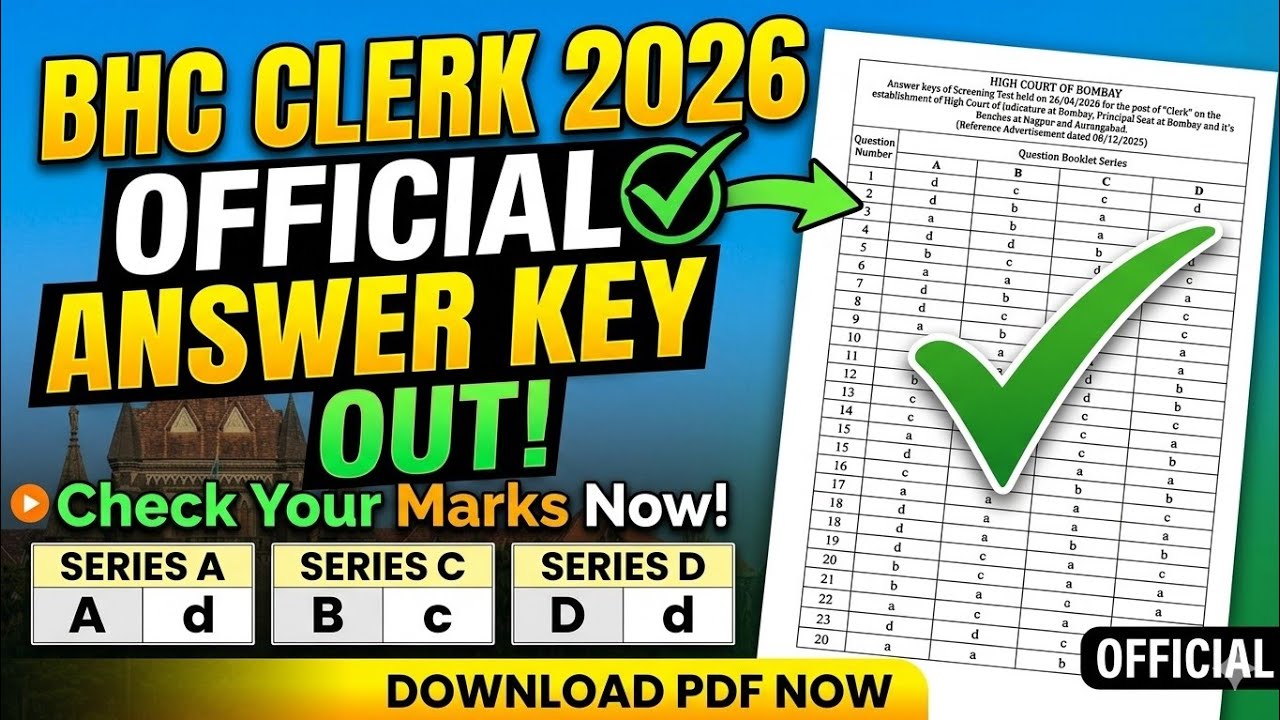 Bombay High Court Clerk Answer Key 2026 Out! | Check All Sets A, B, C, D ✅