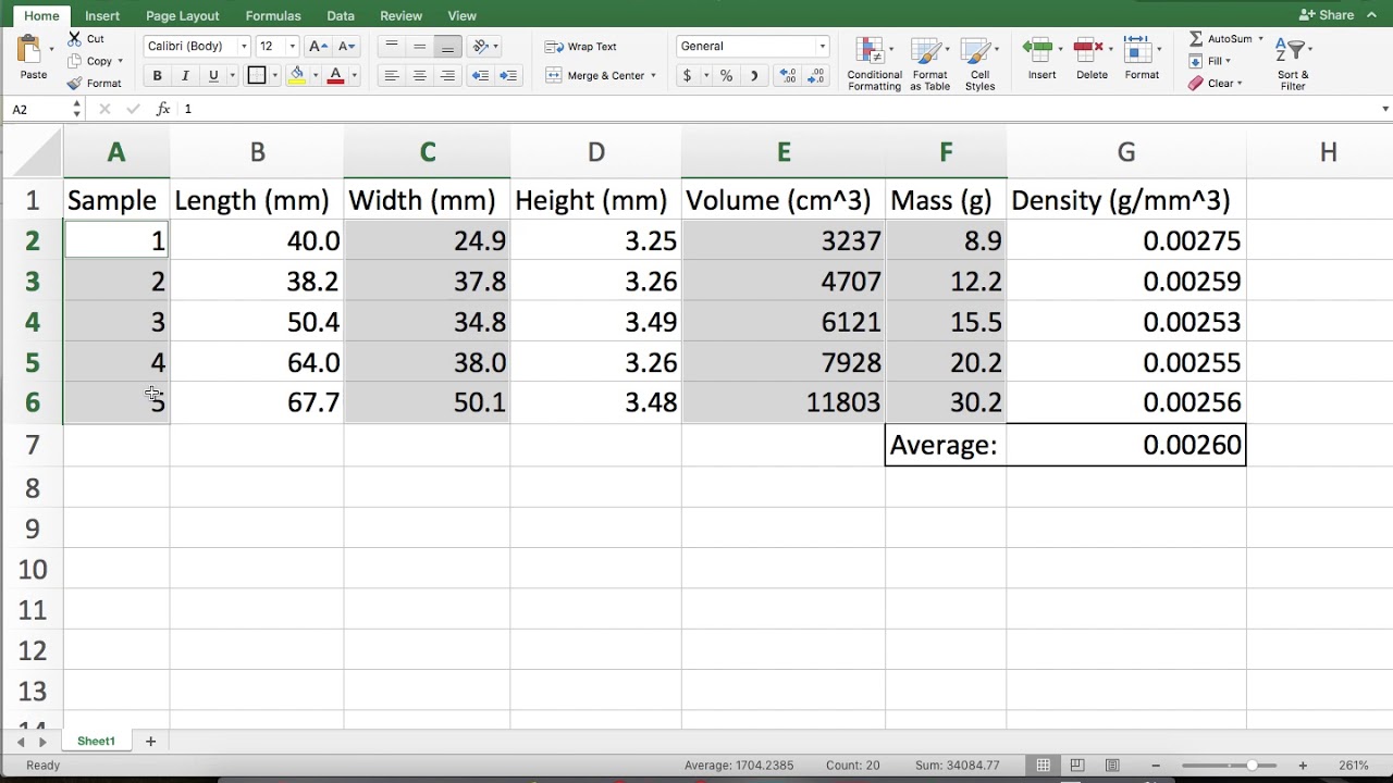 Using Excel in Physics
