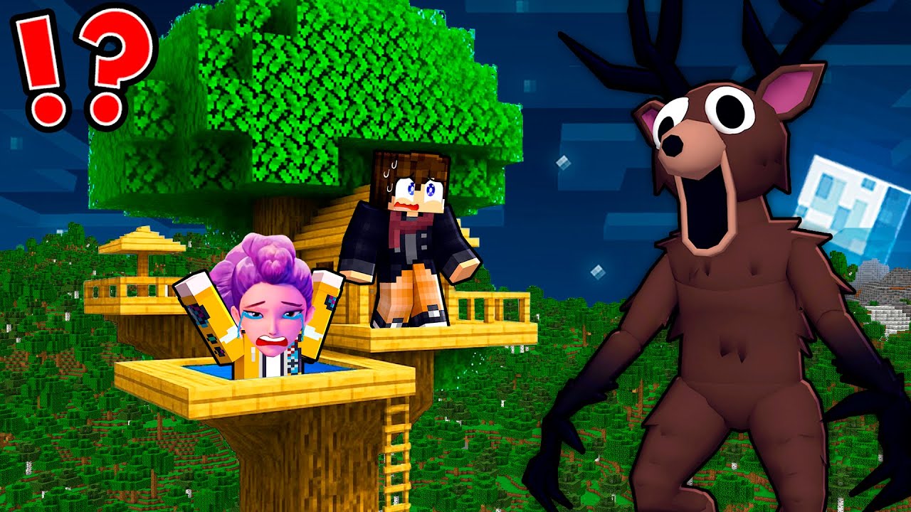 On se CACHE dans la CABANE la plus HAUTE pour s'ECHAPPE du GEANT MONSTRE 99 NUITS sur Minecraft !