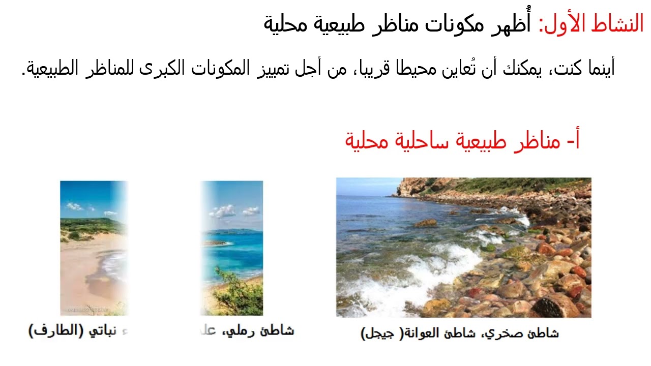 أُظهر مكونات مناظر طبيعية محلية