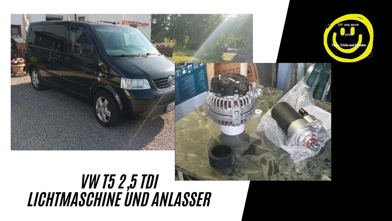 Lichtmaschine und Anlasser tauschen bei einem VW T5 -  2,5 ltr. - 174 PS