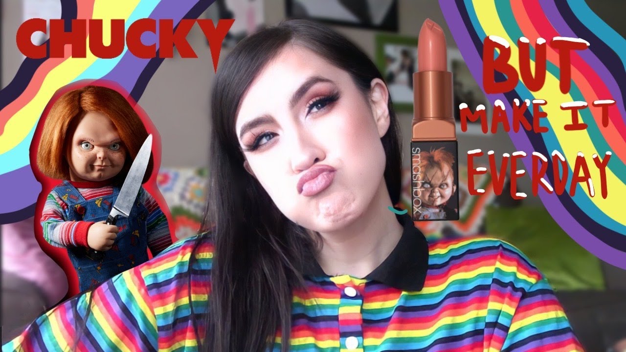 CHUCKY BUT MAKE IT EVERYDAY MAKEUP SMASHBOX MASTERS OF HORROR CHUCKY LIPSTICK FALL GRWM