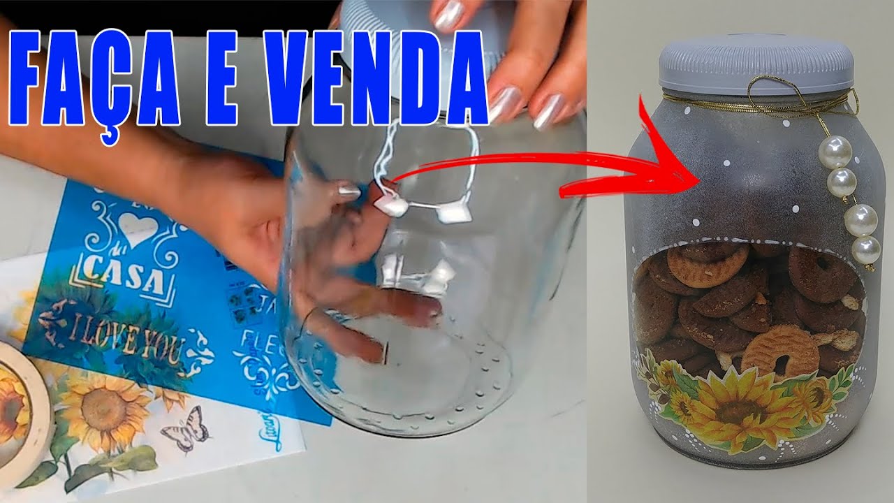Vidro Decorado com slim paper e Jateado - Decoupage